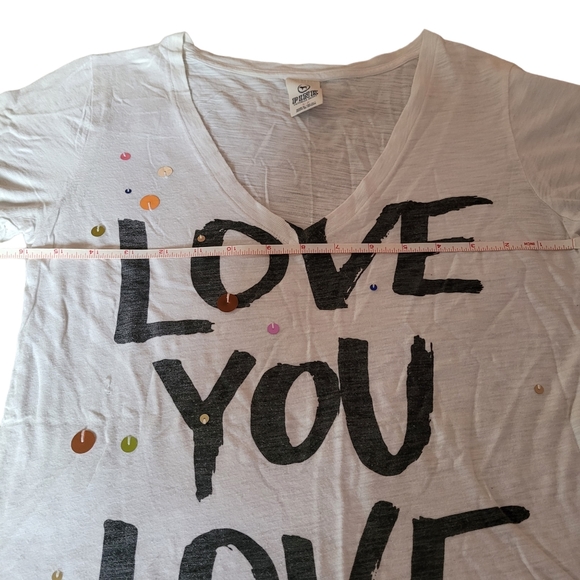 Pink Victoria's Secret T-shirt SP Short Sleeve White "Love you Love Pink" V Neck - Picture 3 of 8
